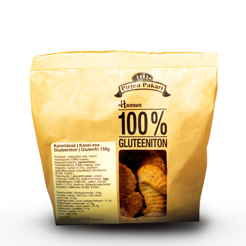 kaneliassa_hannun_gluteeniton Hannun 100% Gluteeniton Kaneliässä paperisessa kauniissa ruskeassa paketissa.