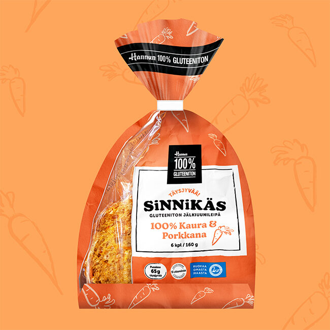 Sinnikäs gluteeniton porkkana kaura jälkiuunipala